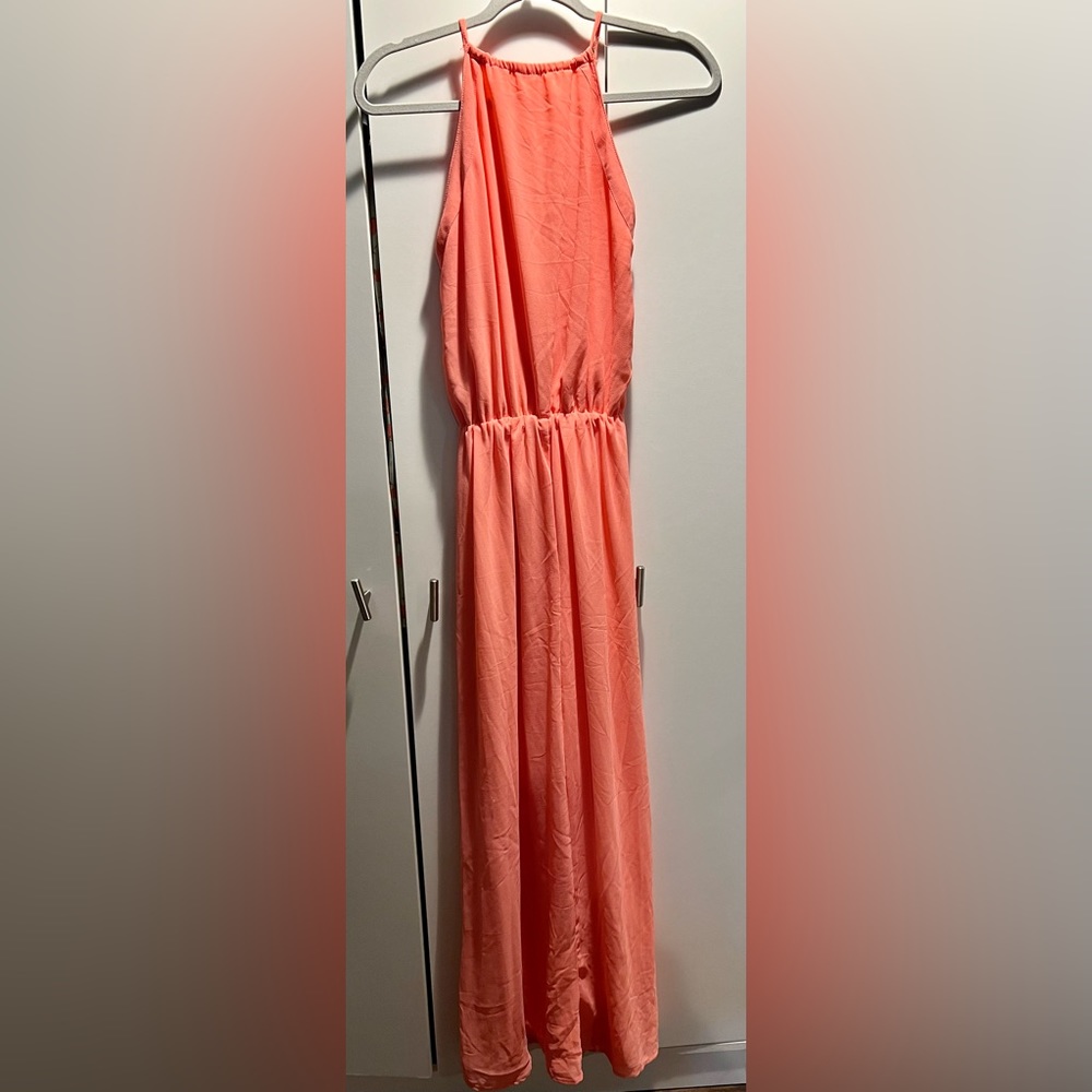 Gracie coral sleeveless maxi dress